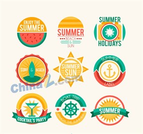 创意夏日假期标签矢量素材